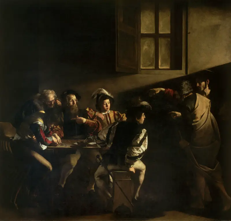L'appel de Saint Matthieu par le célèbre artiste baroque, Caravaggio